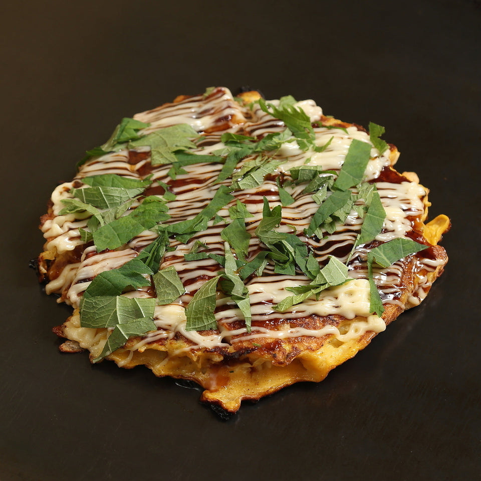 お好み焼まんまるの海鮮玉（米粉のお好み焼き）